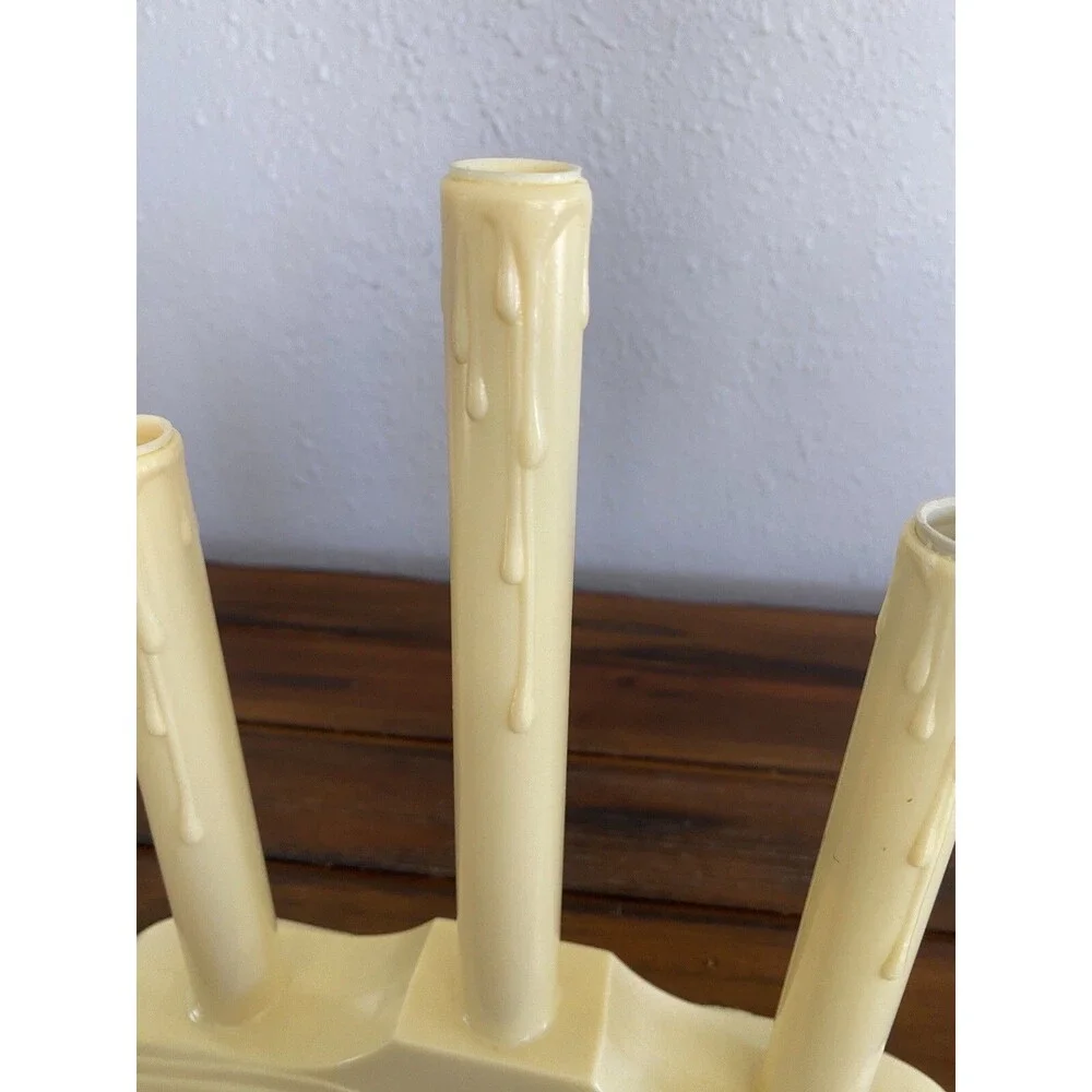 Vintage Christmas Electric Window Tiered Candle 3 Stick Candelabra Dripping Wax